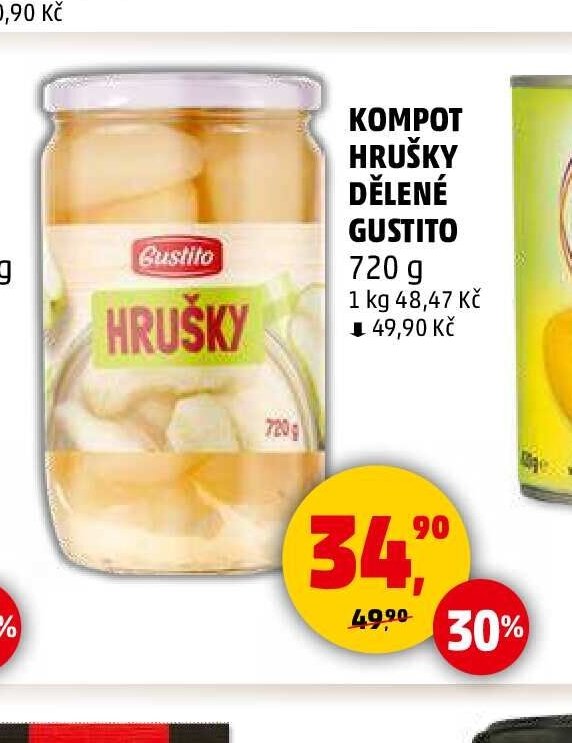 KOMPOT HRUŠKY DĚLENÉ GUSTITO
