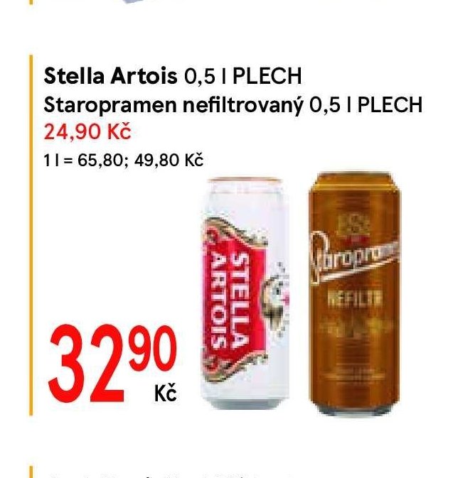 Stella Artois 0,5 l PLECH, Staropramen nefiltrovaný 0,5 l PLECH - Žabka akcniletaky.com