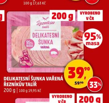 Delikatesní šunka vařená Řezníkův talíř