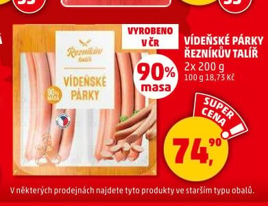 Vídeňské párky Řezníkův talíř