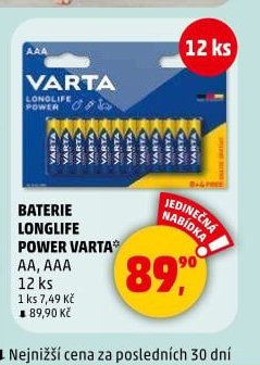 Baterie Longlife Power Varta 12 ks