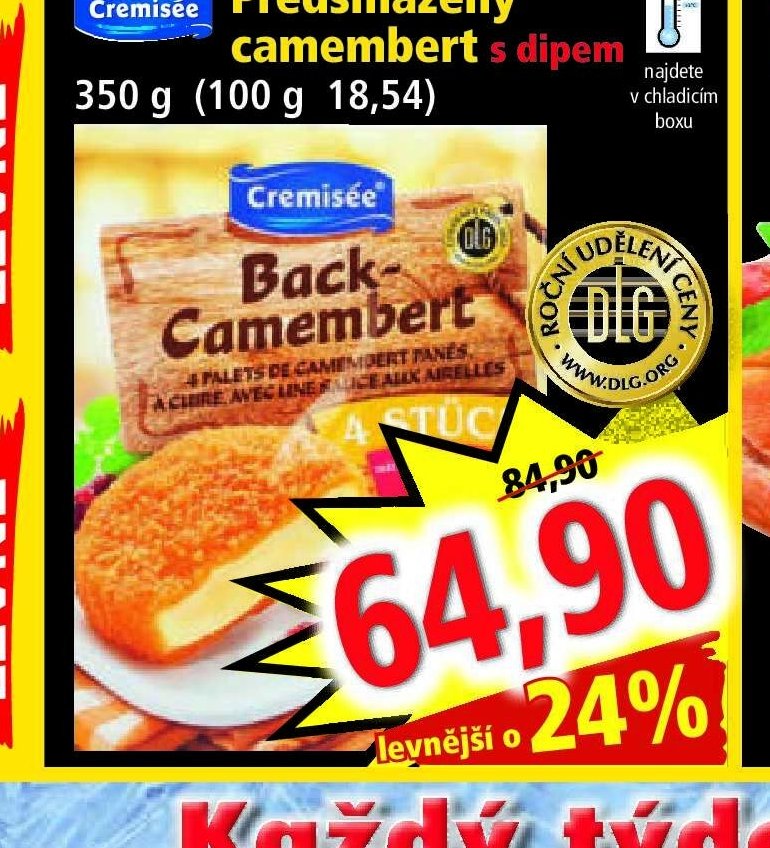 Cremisée Předsmažený camembert s dipem 350 g