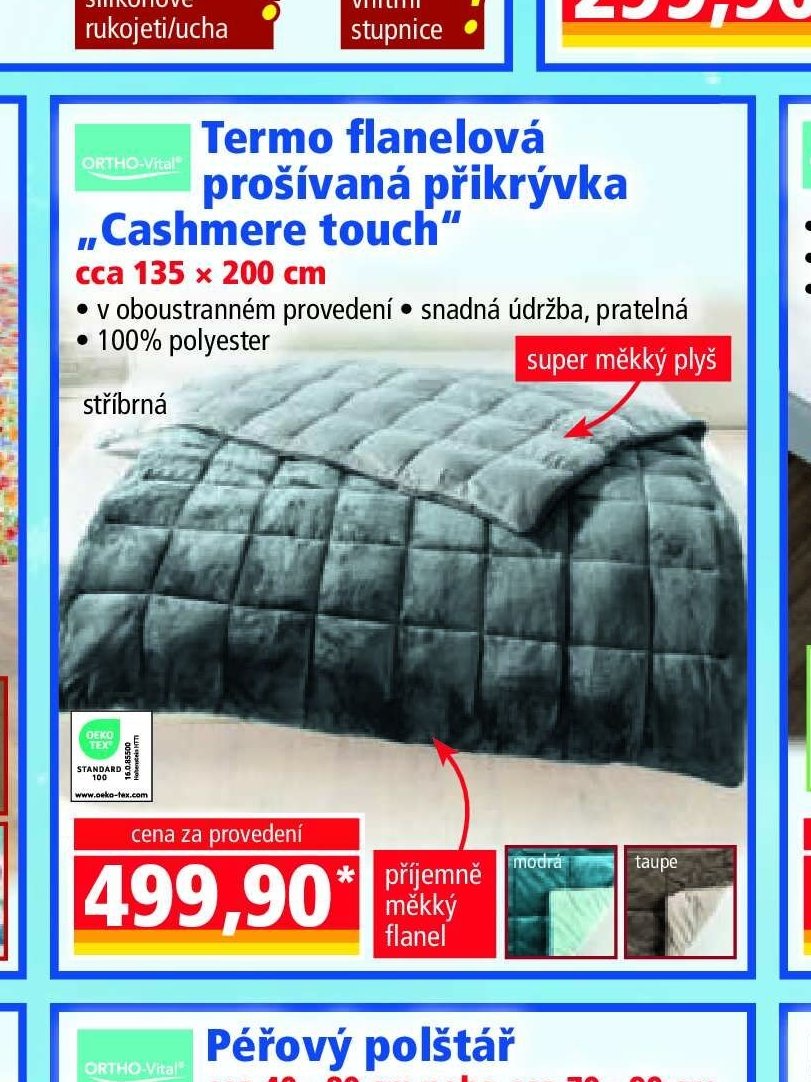 Termo flanelová prošívaná přikrývka „Cashmere touch“