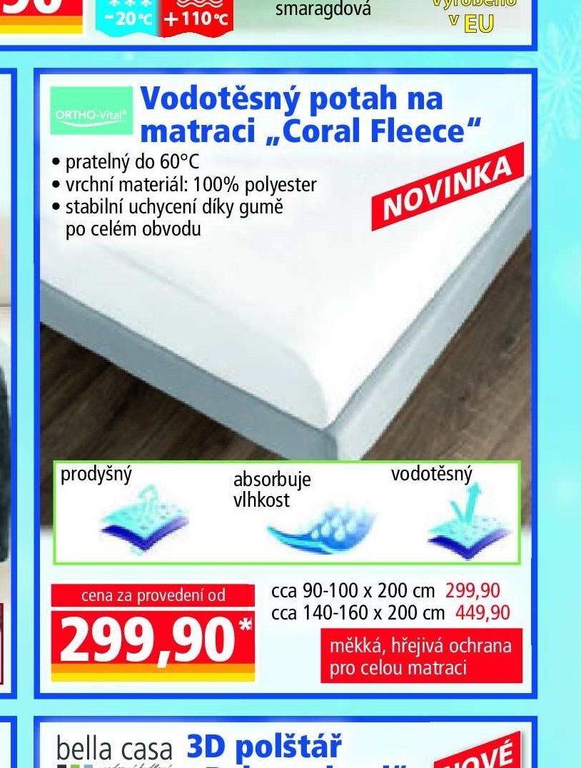 Vodotěsný potah na matraci „Coral Fleece“