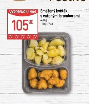 Smažený květák s vařenými bramborami