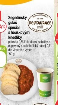 Segedínský guláš s houskovými knedlíky