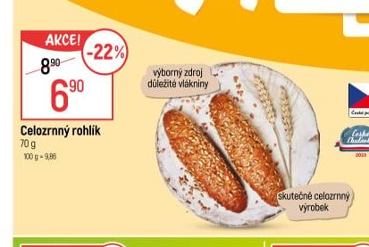 Celozrnný rohlík