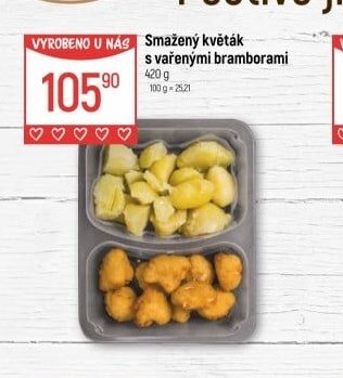 Smažený květák s vařenými bramborami