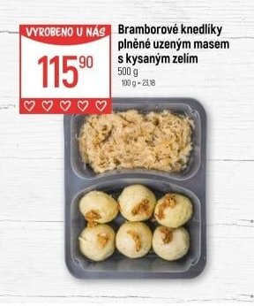 Bramborové knedlíky plněné uzeným masem s kysaným zelím
