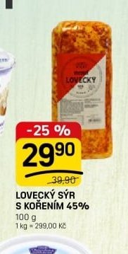 LOVEČKÝ SÝR S KOŘENÍM 45%