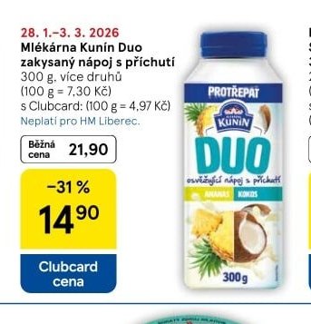 Mlékárna Kunín Duo zakysaný nápoj s příchutí