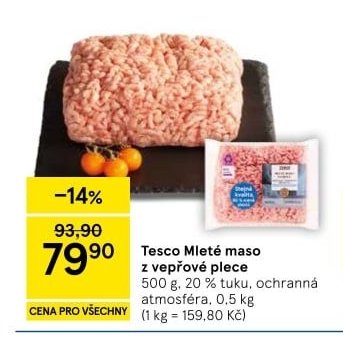 Tesco Mleté maso z vepřové plece