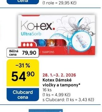 Kotex Dámské vložky a tampony