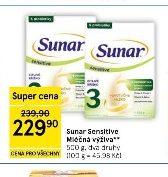 Sunar Sensitive mléčná výživa