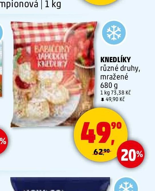KNEDLÍKY různé druhy, mražené 680 g