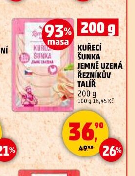 KUŘECÍ ŠUNKA JEMNĚ UZENÁ ŘEZNÍKŮV TALÍŘ 200 g