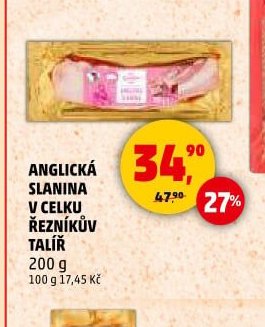 ANGLICKÁ SLANINA V CELKU ŘEZNÍKŮV TALÍŘ 200 g