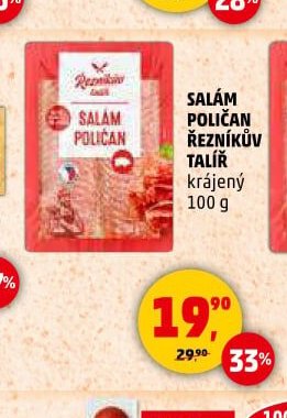 SALÁM POLIČAN ŘEZNÍKŮV TALÍŘ krájený 100 g