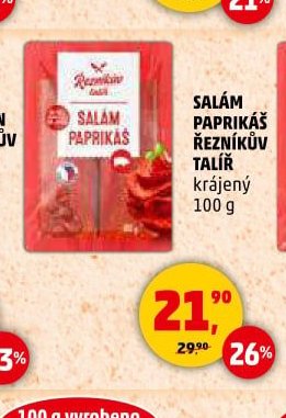 SALÁM PAPRIKÁŠ ŘEZNÍKŮV TALÍŘ krájený 100 g