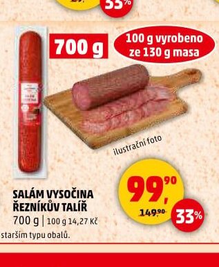 SALÁM VYSOČINA ŘEZNÍKŮV TALÍŘ 700 g