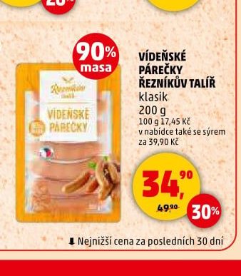 VÍDEŇSKÉ PÁREČKY ŘEZNÍKŮV TALÍŘ klasik 200 g