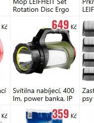 Svítilna nabíjecí, 400 lm, power banka, IP