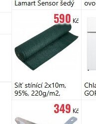Síť stínící 2x10m, 95%, 220g/m2,