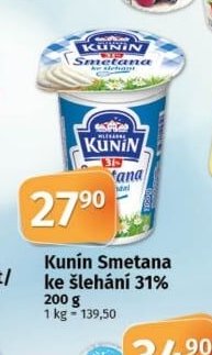 Kunín Smetana ke šlehání 31%