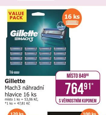Gillette Mach3 náhradní hlavice 16 ks