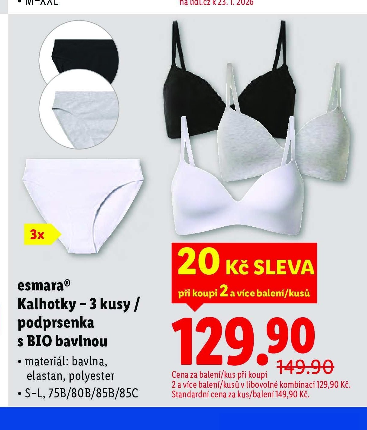 esmara® Kalhotky – 3 kusy / podprsenka s BIO bavlnou - Lidl akcniletaky.com