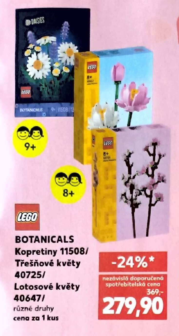 LEGO BOTANICALS Kopretiny 11508 / Třešňové květy 40725 / Lotosové květy 40647 - Kaufland akcniletaky.com