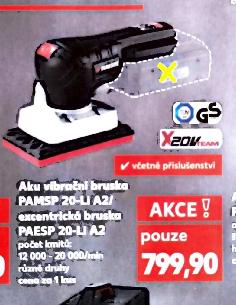 Aku vibrační bruska PAMSP 20-Li A2 / excentrická bruska PAESP 20-Li A2