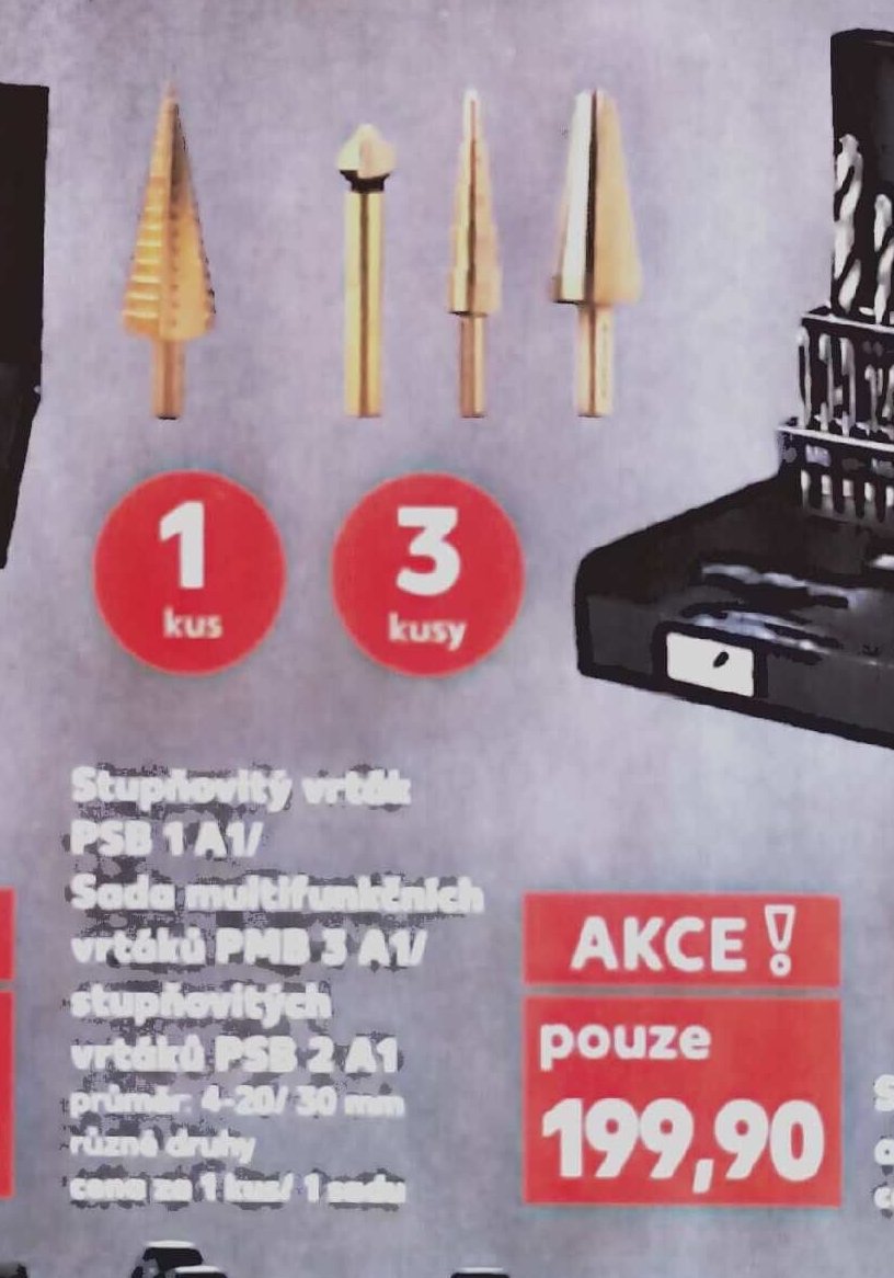 Stupňovitý vrták PSB 1 A1 / Sada multifunkčních vrtáků PMB 3 A1 / stupňovitých vrtáků PSB 2 A1