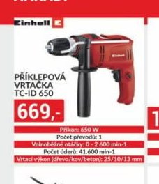 Příklepová vrtačka TC-ID 650