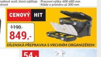 Dílenská přepravka s vrchním organizérem