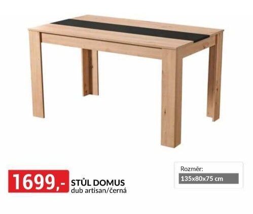 STŮL DOMUS dub artisan/černá