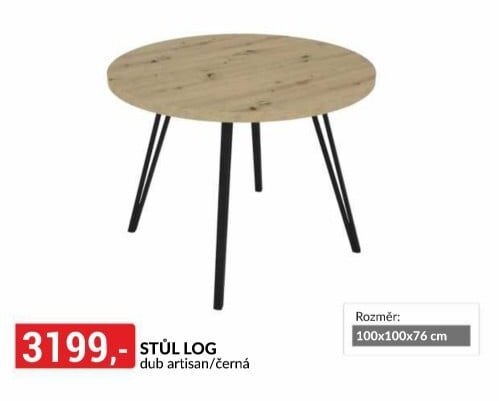 STŮL LOG dub artisan/černá
