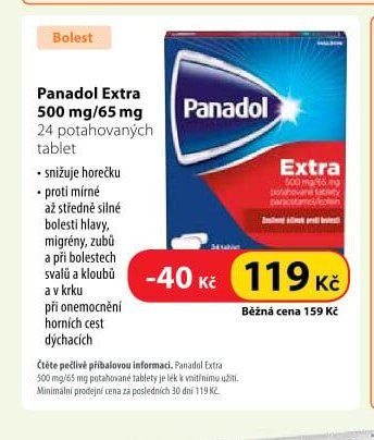 Panadol Extra 500 mg/65 mg potahovaných tablet