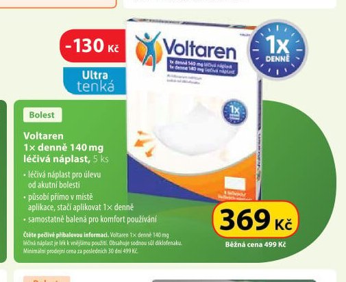 Voltaren 1x denně 140 mg léčivá náplast, 5 ks
