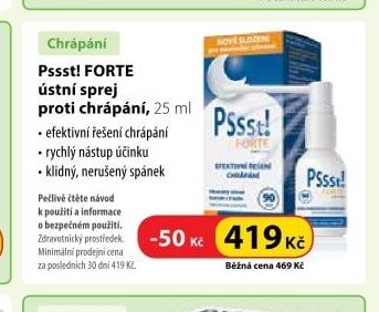 Pssst! FORTE ústní sprej proti chrápání, 25 ml