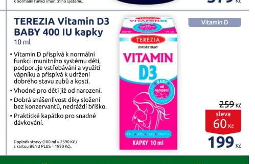 TEREZIA Vitamin D3 BABY 400 IU kapky