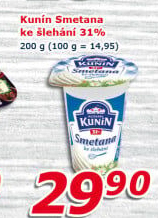 Smetana ke šlehání Mlékárna Kunín 31%