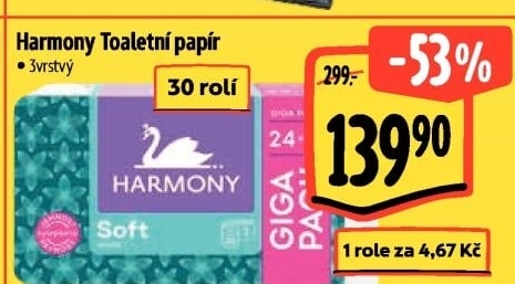 Toaletní papír 3vrstvý Harmony