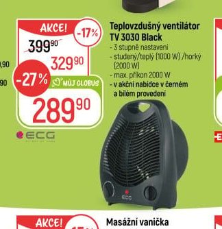 Teplovzdušný ventilátor TV 3030 Black
