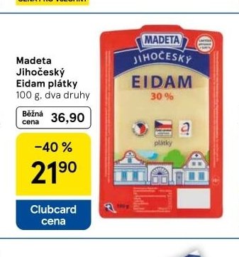Madeta Jihočeský Eidam plátky - Tesco akcniletaky.com
