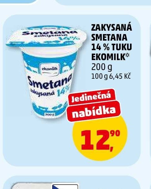Zakysaná smetana 14 % tuku Ekomilk 200 g