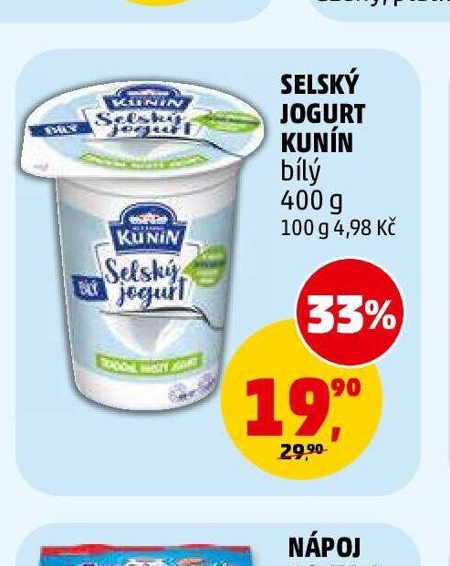 Selský jogurt Kunín bílý 400 g