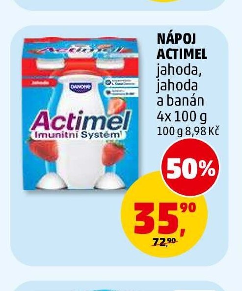 Nápoj Actimel jahoda, jahoda a banán 4x 100 g