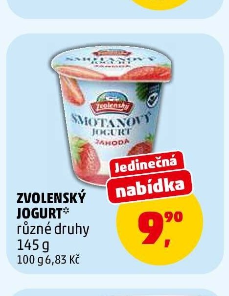Zvolenský jogurt různé druhy 145 g