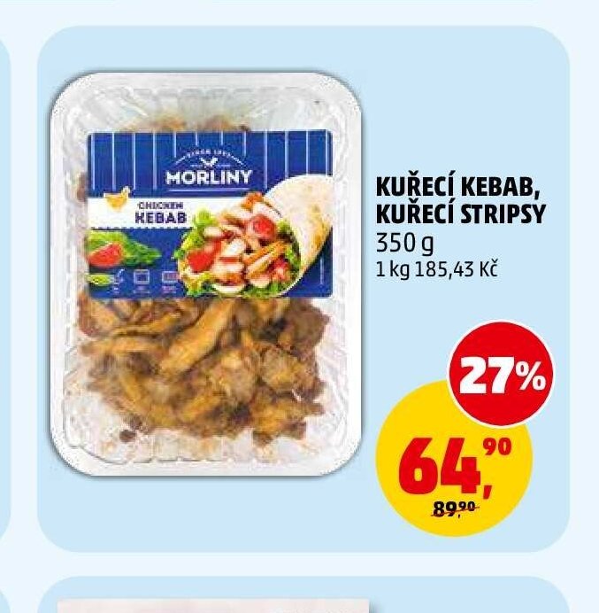 KUŘECÍ KEBAB, KUŘECÍ STRIPSY 350 g